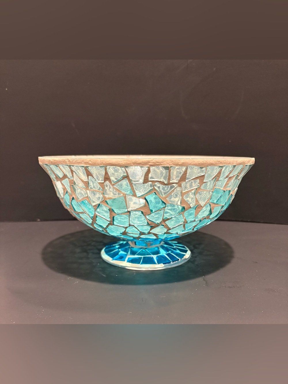 Tile Mosaic Glass Decorative Bowl - Aqua Blue by